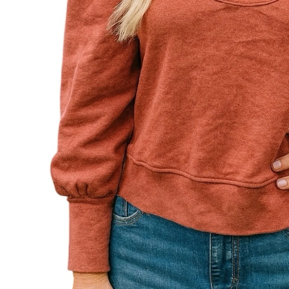 Ulla Johnson SUTTON U-NECK PUFF SLEEVE SWEATSHIRT NWT